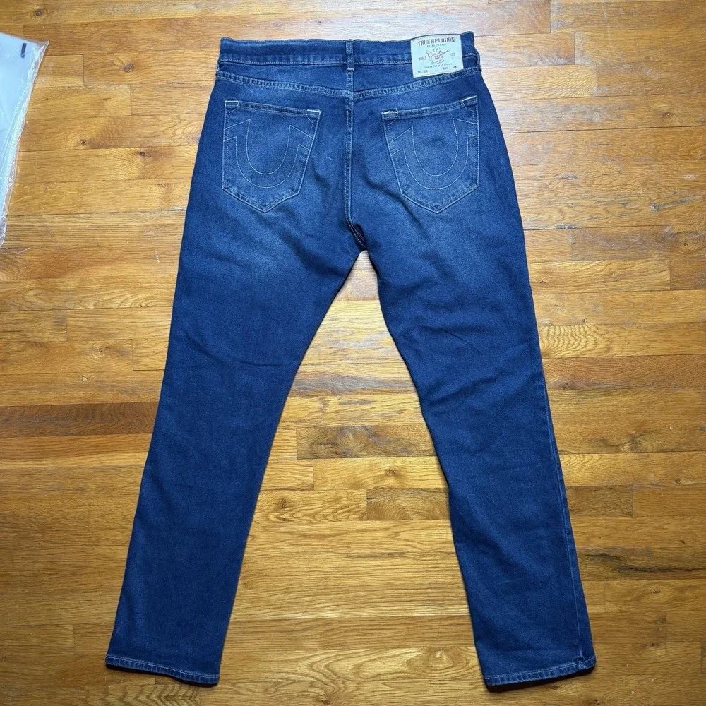 True Religion Men's 34x34 Ricky Jeans Relaxed Straight Blue Dark Wash‎